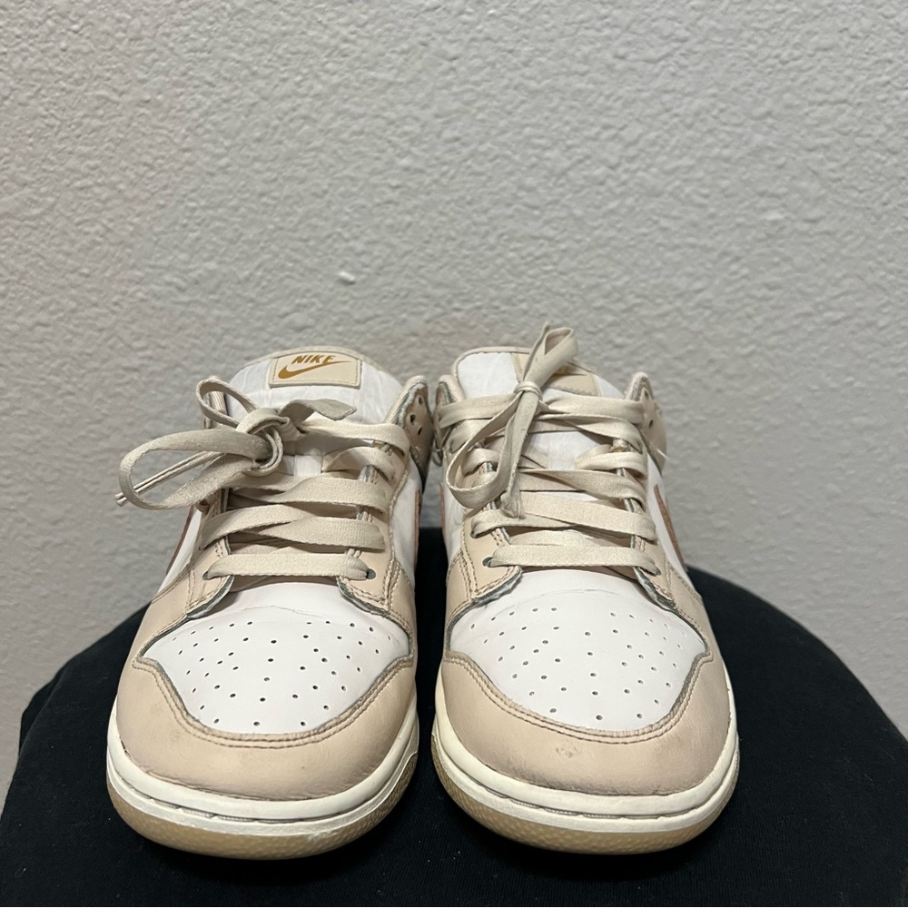 Nike Dunk Low Women's US 9.5 Casual Shoes Gold Swoosh Leather Sneaker DX5930-001 - Picture 5 of 8